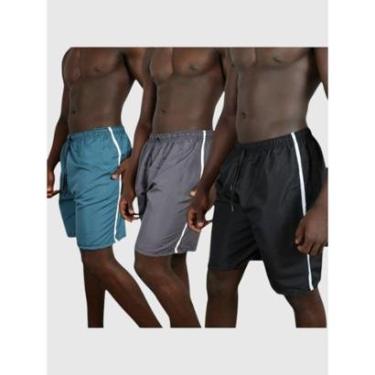 Imagem de Kit 3 Bermuda D Bell Outlet Fashion Tactel Masculina Preta/Azul/Cinza-Masculino