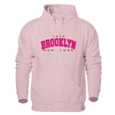 Imagem de Moletom Agasalho Canguru Flanelado Confortavel Estampa Brooklyn Com Capuz Ajustavel-Masculino