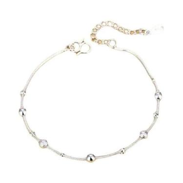 Imagem de Tornozeleiras Femininas Ajustáveis De Prata Esterlina 925 Com Pingente