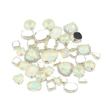 Imagem de 40 Peças De Strass De Vidro Opalino Prateado Com Base Plana Para Artes