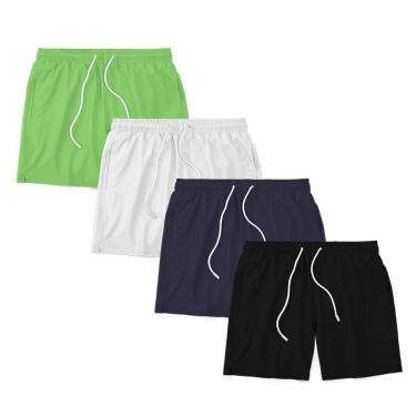 Imagem de Kit 4 Shorts Masculino Liso Básico Bermuda Tactel Água Praia Treino Academia Corrida-Masculino