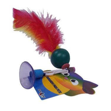 Imagem de Brinquedo Plumas e Penas Elastic Ball com Ventosa para Gato