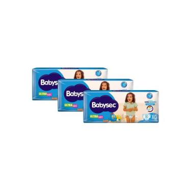 Imagem de Kit 3 Fralda Babysec Ultrasec Tamanho XG Pacote Mega 30 Unidades