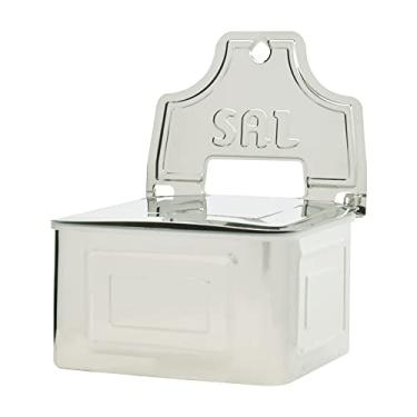 Imagem de Mimo Style Saleiro de Cozinha Com Tampa e Suporte Para Colocar Na Parede, Feito Inteiramente de Aço Inoxidável. Resistente e Durável, Perfeito Para Sua Cozinha, AN964