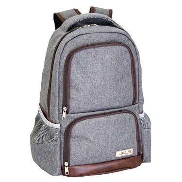 Imagem de Mochila LS Bolsas para Notebook 15.6 Cinza Mescla e Marrom 5 divisões com Encaixe em Malas - MN4212