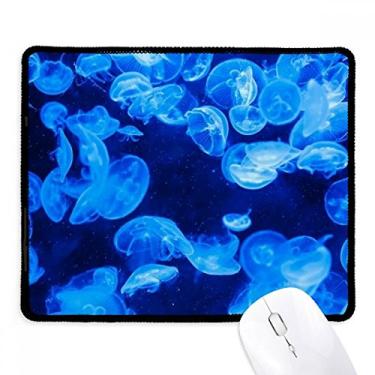 Imagem de Mousepad Deep Blue Jellyfish Science Nature Ocean Tapete de borracha para jogos