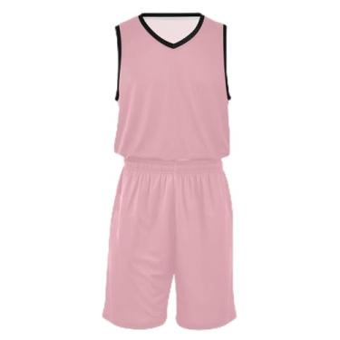 Imagem de CHIFIGNO Camiseta de basquete infantil com glitter dourado, tecido macio e confortável, vestido de jérsei de basquete 5T-13T, Blush rosa, XXG