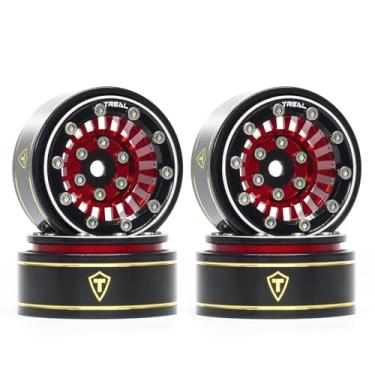 Imagem de TREAL SCX24 Wheels 1.0'' Beadlock Wheels(4P) for 1/24 Micro RC SCX24 Bronco Gladiator C10 Deadbolt -Type C (Red)