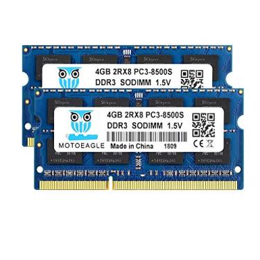 Imagem de Motoeagle DDR3-1066 SODIMM 8GB Kit (2X4GB) 2Rx8 PC3 8500 8500S 4GB DDR3 1066MHz 1067MHz CL7 204-Pin 1.5V Non-ECC Unbuffered Laptop Memory RAM Modules