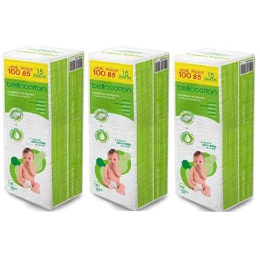 Imagem de Algodão Bellacotton Quadrado Bebê Sem Perfume 300 Unidades