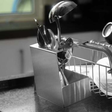Imagem de Suporte Porta Talheres Para Escorredor De Pratos Interno Inox