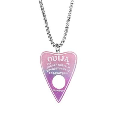 Imagem de FORUBUS Colar com pingente de planchette Ouija de lantejoulas brilhantes - Colar de tabuleiro Ouija estilo gótico para mulheres e homens, joias de misticismo, Medium, Resina, resina