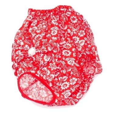 Imagem de Calcinha de Tecido com lacinho  estampa vermelha  tamanho G - Nica Pet