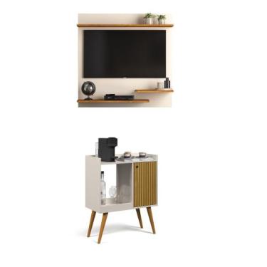 Imagem de Conjunto Sala de Estar Painel TV 32" e Aparador Retrô Pés Palito Linus