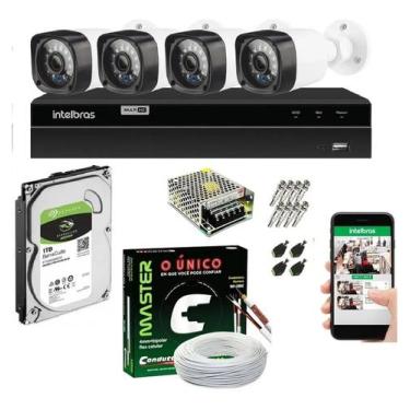 Imagem de Kit Cftv 4 Câmeras Segurança Hd 1mp Intelbras C/ Hd 1tb