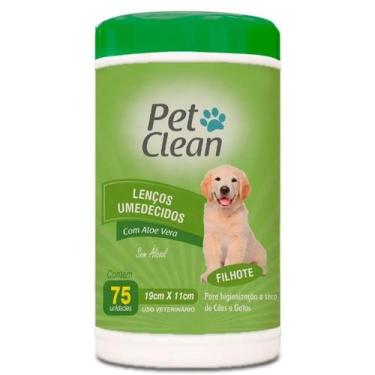 Imagem de Lenço Umedecido 75 Unid Pet Clean Cachorro Gato Cães Pet, Filhote