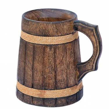 Imagem de Caneca de cerveja de madeira rústica antiga lembrança de inspiração medieval caneca de madeira padrinhos caneca bebida caneca