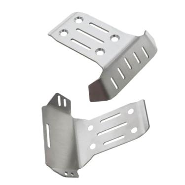 Imagem de RCMYou Placa de proteção de placa deslizante de chassi dianteiro traseiro atualiza parte para trenó 1/8 4WD #95076-4, chassi dianteiro de metal RC e chassi traseiro Hop Ups (versão atualizada), prata