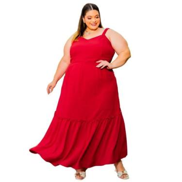 Imagem de Vestido feminino longo de alças largas com elastico todo forrado e bol