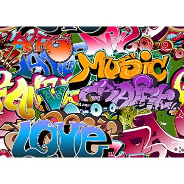 Imagem de BELECO Pano de fundo para fotografia de parede de graffiti, 3,7 x 2,4 m, anos 80, 90, decorações temáticas, cenário de aniversário, grafite, música, hip hop, abstrato, urbano, arte urbana, retrato,