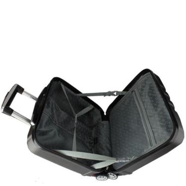 Imagem de Mala De Viagem Em Abs Rigida Piloto De Bordo Pequena Padrao Anac Com Carrinho Giro 360 E Alça De Mao Preta Preto