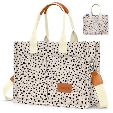 Imagem de Bolsa de lona feminina com bolsos, bolsa transversal, bolsas de ombro, bolsas de trabalho casuais, bolsa de mão, Leopardo, Large, Sacolas de lona