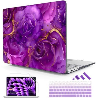Imagem de Lepeoac Capa para laptop Microsoft Surface de 13,9 polegadas, Windows 11 Copilot+ PC 2024, 7ª edição, tela sensível ao toque, capa rígida de plástico com capa de teclado e protetor de tela, rosas de