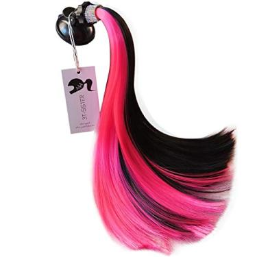 Imagem de Capacete de cristal 3T-SISTER com estampa de rabo de cavalo de 35,56 cm para motocicleta, bicicleta, esqui, capacete, acessórios, ventosa reutilizável, design de strass, black and pink, 14 inch