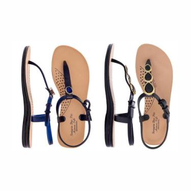 Imagem de Kit 2 Pares Sandalia Chinelo Rasteira Ortopédica Feminina Confortavel 