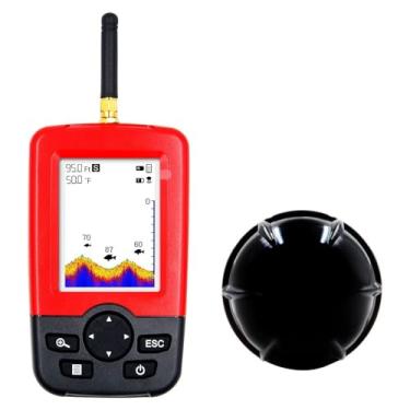 Imagem de Sensor Sem Fio Fish Finder Fish Finder Com Tela Colorida HD, Para Pesca Recreativa Em Docas, Praias Ou Bancos Detecte Com Precisão Localização Cardumes Peixes(Red)