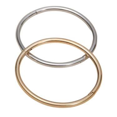 Imagem de Bracelete aberto com revestimento PVD em ouro 18 k - Pulseiras clássicas ovais com diâmetro interno de 6 cm - Joias elegantes e duráveis para pulsos pequenos a médios, Medium, Aço inoxidável, Sem