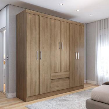 Imagem de Guarda-Roupa Casal Las Vegas 6 Portas 2 Gavetas Natural - Panorama Móveis