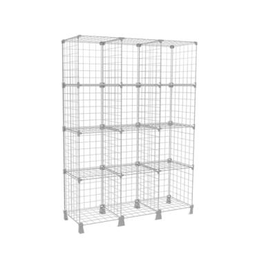 Imagem de Estante Aramada com Nichos 40x40cm para Livros Roupas Estoque Loja Confecção Prateleira de Aço Multiuso (Branco, 12 Nichos (165x120x40cm))