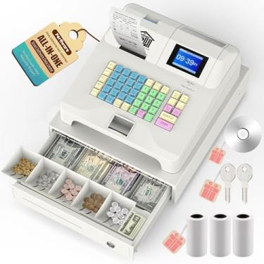 Imagem de Caixa registradora mais recente para pequenas empresas com gaveta de dinheiro Checkport e visor duplo transparente, caixas registradoras eletrônicas - impressora de recibos automática, fácil de usar e