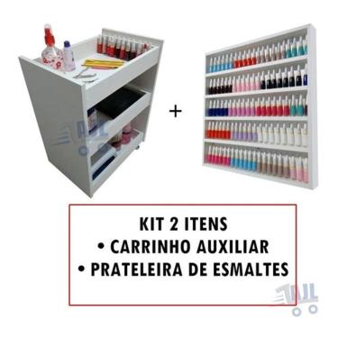 Imagem de Kit Salão Manicure simples Prateleira Expositora+Carinho Auxiliar