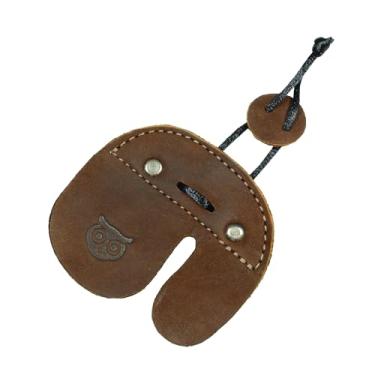 Imagem de Hide & Drink, Aba de dedo para tiro com arco, proteção contra arcos recurvos, protetor de dedo, equipamento de treino de tiro esportivo e ao ar livre, couro de flor integral, feito à mão, camurça