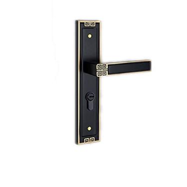 Imagem de Puxador de porta de uso interno, fechadura de latão puro, retro, maçanetas de porta internas para todos os tipos de portas de madeira/com maçaneta de porta de entrada de chave/preto + pacote com 3