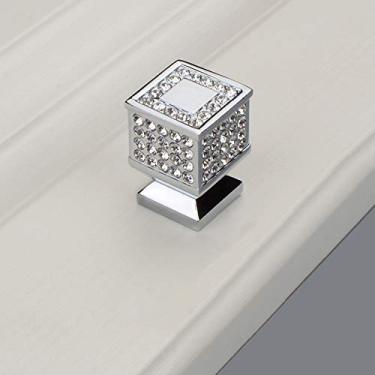 Imagem de Puxador de armário estilo europeu, com cristal de strass, 1 peça, puxadores de gaveta, maçanetas, puxadores de móveis quadrados de furo único, puxadores de hardware, com parafusos, maçaneta de porta