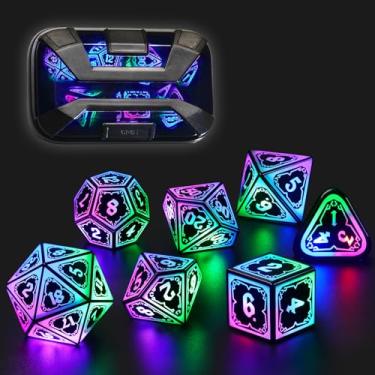 Imagem de FONVGOGO Light Up Dice Set D and D for Dungeons and Dragons 4 in 1 Color, Cool LED DND Dice with Charging Box Rechargeable Polyhedral Role Playing Dice for DND Gifts RPG (Astral Shard Mixed Colors)