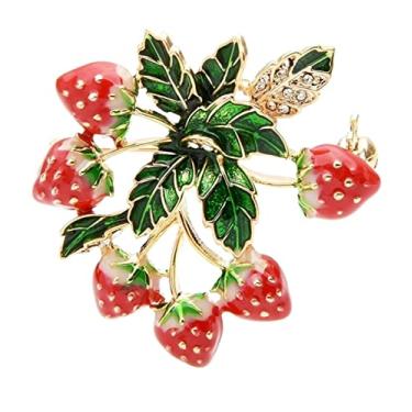 Imagem de Broche requintado, broche de morango, acessórios femininos, broche de liga de fruta, broche de festa, banquete, alfinetes requintados, One Size, Ágata