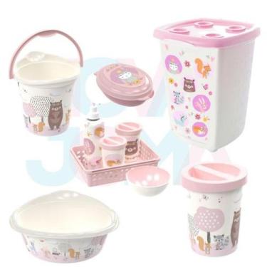 Imagem de Kit Banho Cesto,lixeira,saboneteira,balde,bacia,kit higiene, Bichinhos