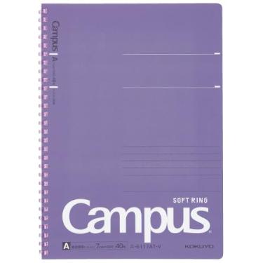 Imagem de KOKUYO Caderno Campus Soft Ring, Semi-B5, pautado em pontos de 7 mm, 29 linhas, 40 folhas, roxo, importação do Japão (SU-S111AT-V)