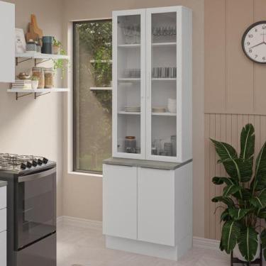 Imagem de Kit Balcão + Cristaleira 70cm Branco Stella Madesa 01 Branco