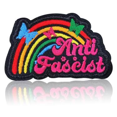Imagem de Patch antifascista com borboleta LGBTQ arco-íris 7,6 cm, aplique bordado a ferro, emblema de igualdade de orgulho para jaquetas, mochilas, chapéus, crachá de ativista personalizado, acessórios de moda