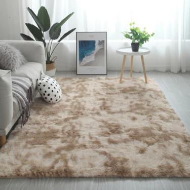 Imagem de KAIJIE Tapetes de área para atualização de quarto tapete macio gradiente tie dye felpudo felpudo sala de estar tapete de pelúcia para crianças decoração de dormitório de casa estética 200 x 250 cm