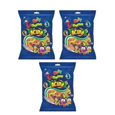 Imagem de Kit Gomas 3 Unidades de 140g de Bala Citrus Minhocas - Kuky