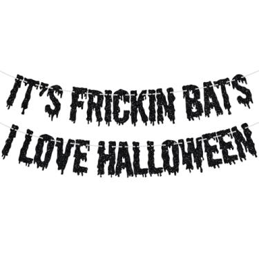 Imagem de It's Frickin Bats I Love Halloween Banner, Halloween Horror Movies Night Party Decor, Halloween Bloody Slayer Murder theme Spooky Creepy Event Decorations Supplies