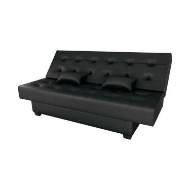Imagem de Sofá Cama 3 Lugares Casal Reclinável 190 Larg Laila Matrix Sintetico Preto
