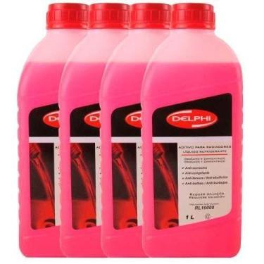 Imagem de Kit aditivo de radiador concentrado 4 litros rosa delphi - kit00226
