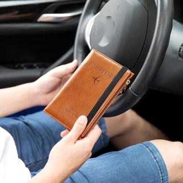 Imagem de Carteiras para passaporte, bolsa de viagem, porta-cartão, multifuncional, antifurto, porta-passaporte, carteira de identidade, negócios, viagem, porta-passaporte, Marrom, One Size, Americano